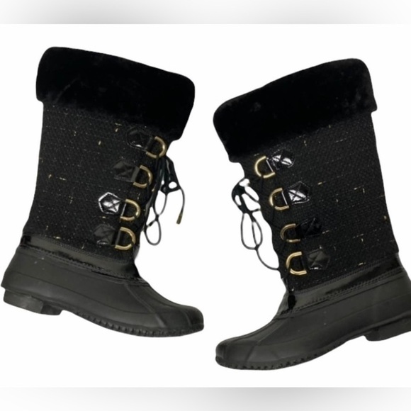 INC International Concepts Shoes - INC International Concepts Lorinah Black Tweed Fur Lined Winter Boots